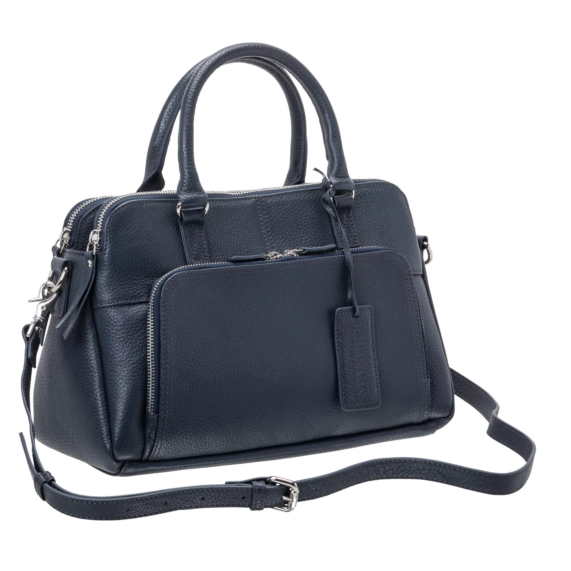 Mancini Pebbled Jennifer Leather Satchel Bag