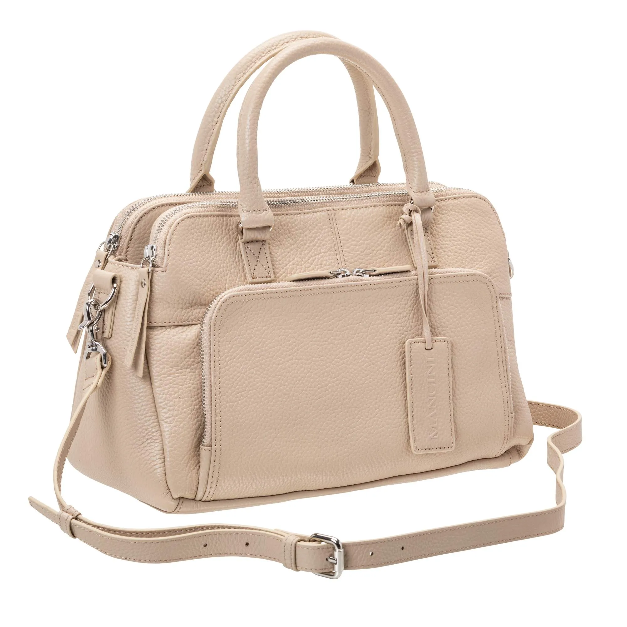 Mancini Pebbled Jennifer Leather Satchel Bag