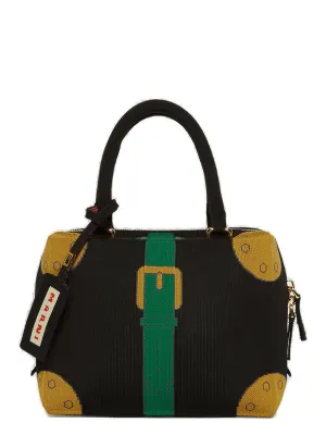 Marni Trompe L'oeil Jacquard Small Cubic Tote Bag