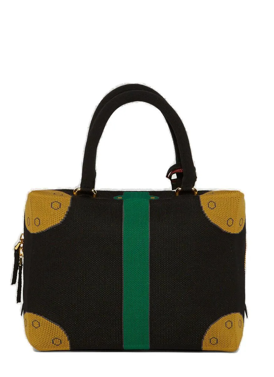 Marni Trompe L'oeil Jacquard Small Cubic Tote Bag
