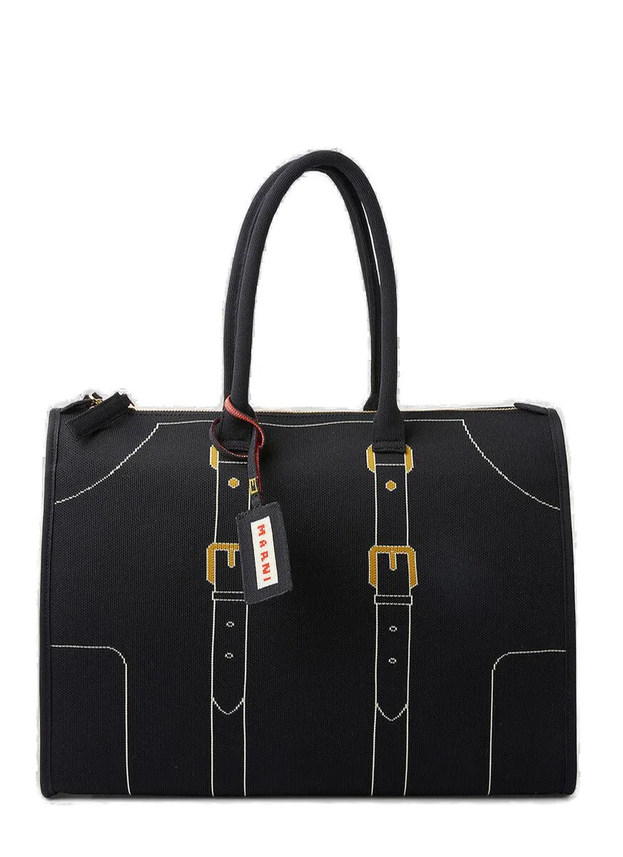 Marni Trompe L'oeil Jacquard Tote Bag