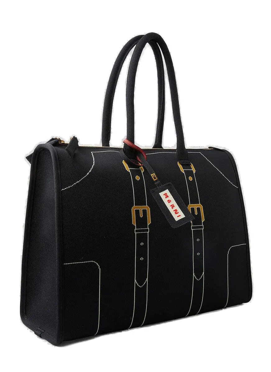 Marni Trompe L'oeil Jacquard Tote Bag