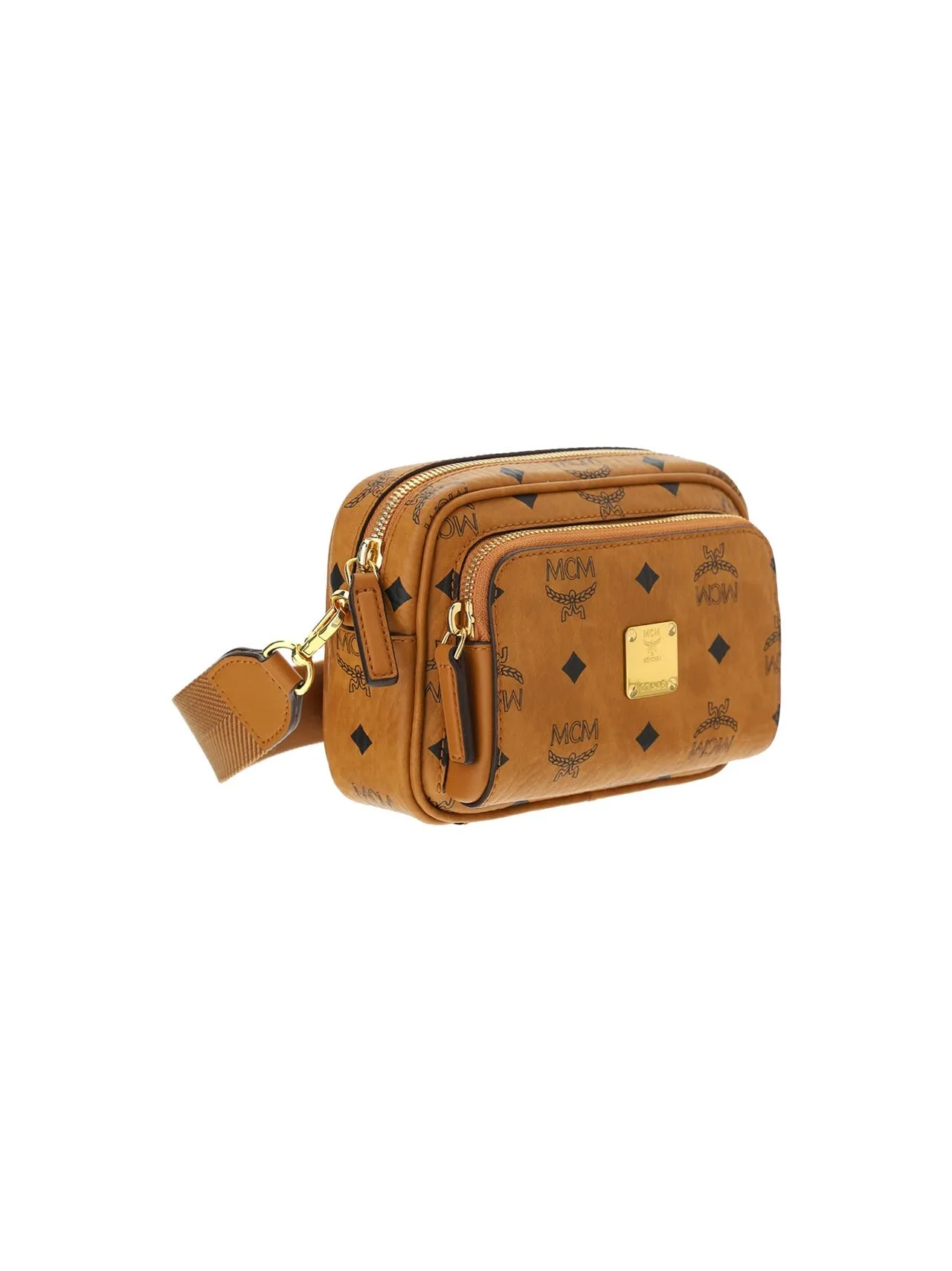 MCM Visetos Logo Plaque Crossbody Bag