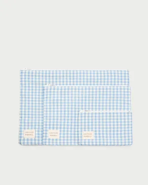 Murphy Blue Gingham Pouch Set