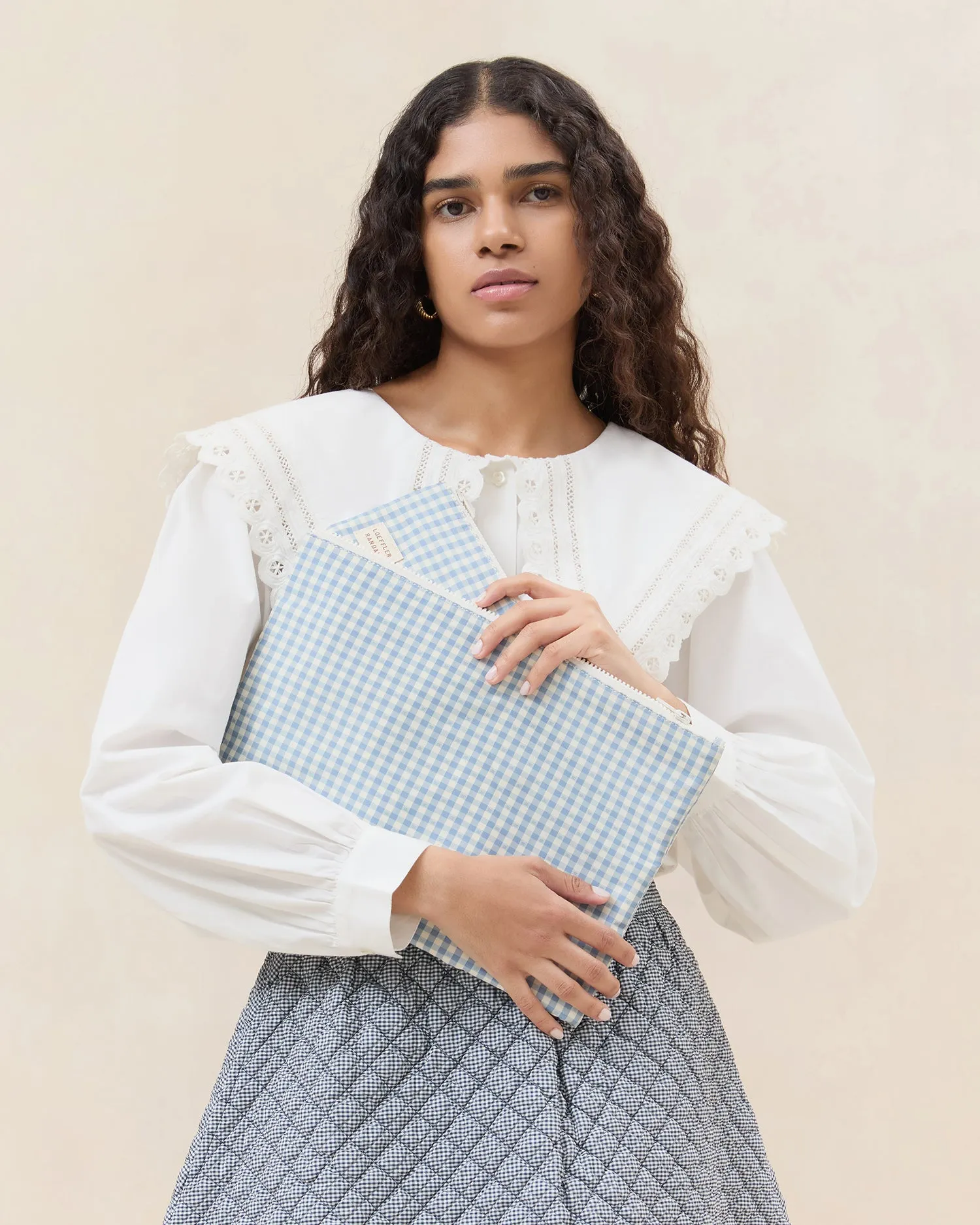 Murphy Blue Gingham Pouch Set