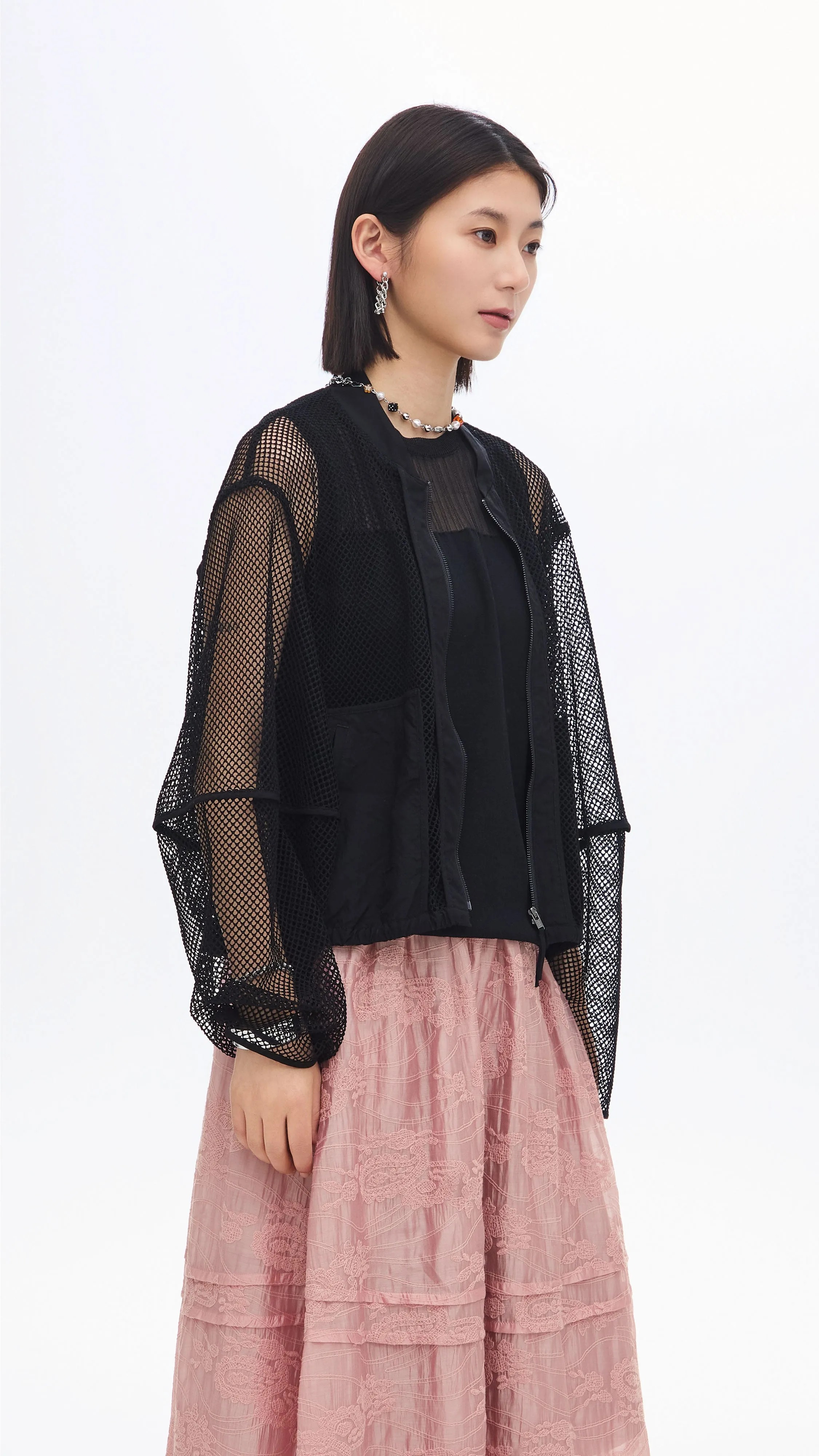 Nylon Patch Front-zip Jacket