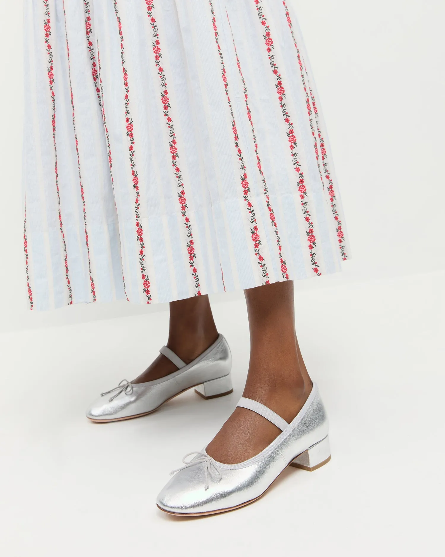 Odile Silver Leather Ballet Pump