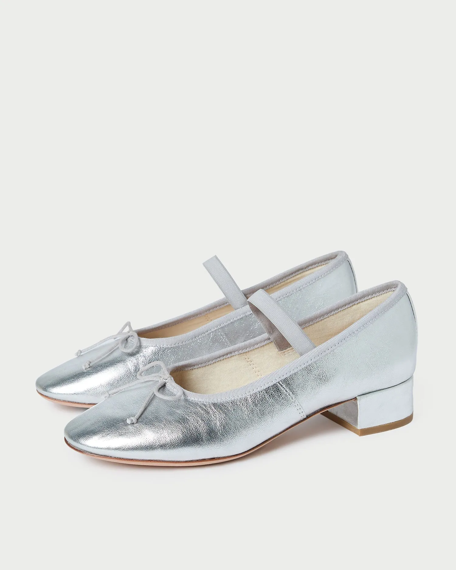 Odile Silver Leather Ballet Pump