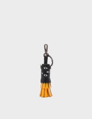 Oliver The Ox Charm - Black and Golden Glow Leather Keychain
