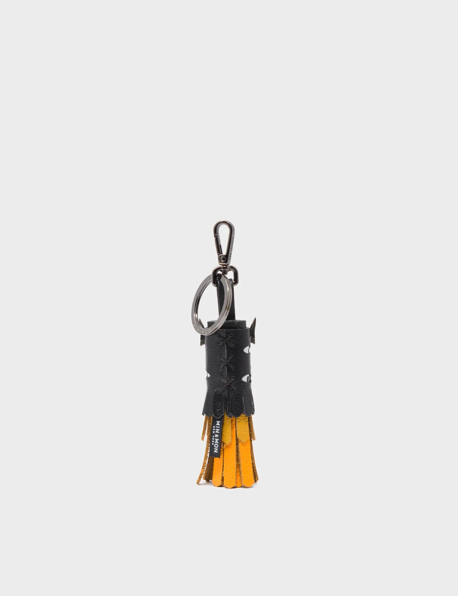 Oliver The Ox Charm - Black and Golden Glow Leather Keychain