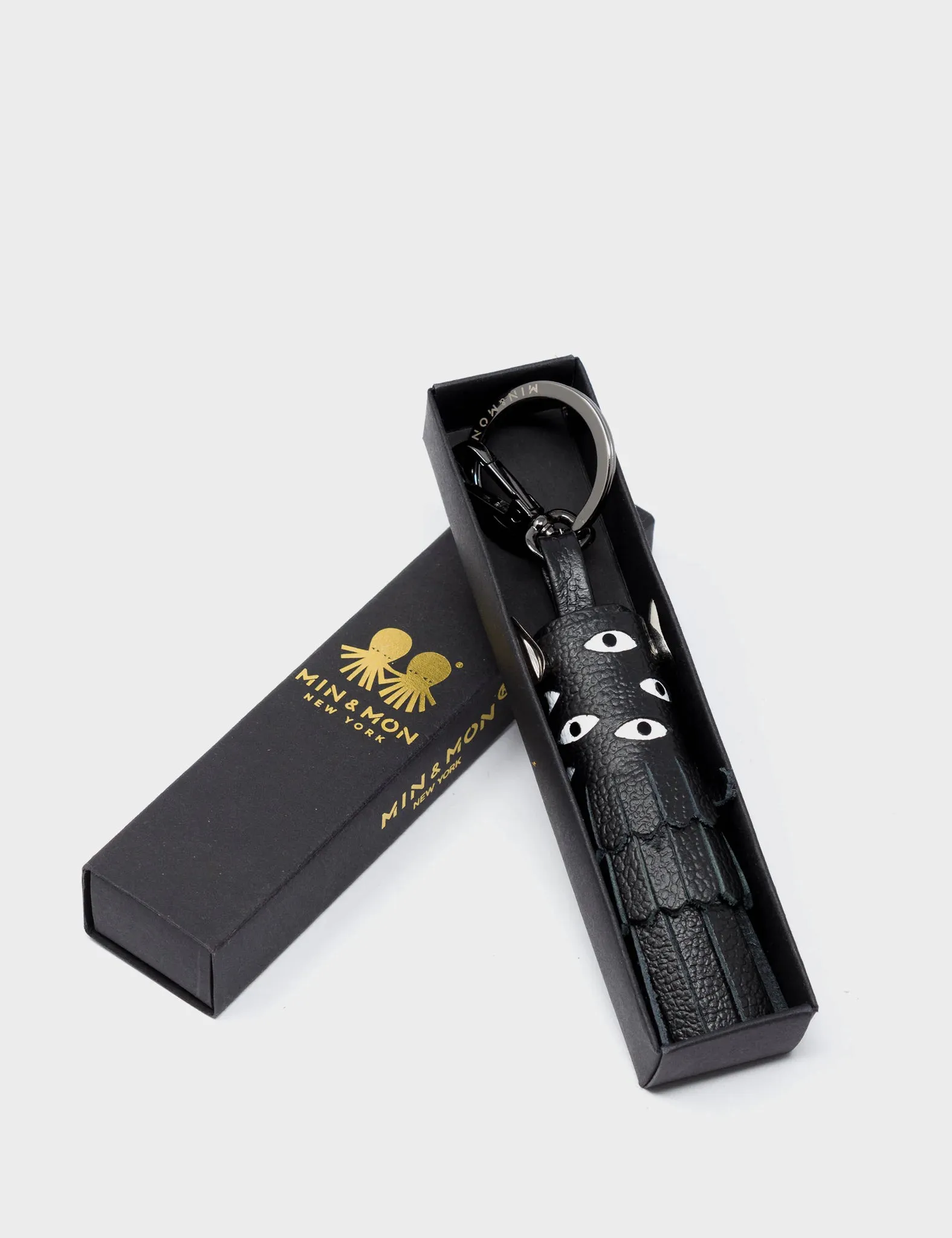 Oliver The Ox Charm - Black Leather Keychain