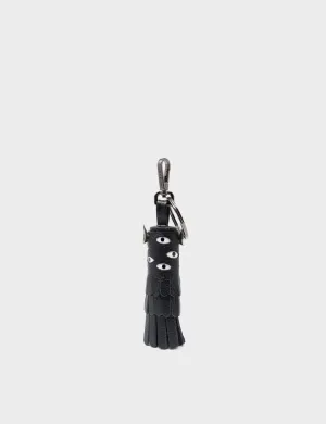 Oliver The Ox Charm - Black Leather Keychain