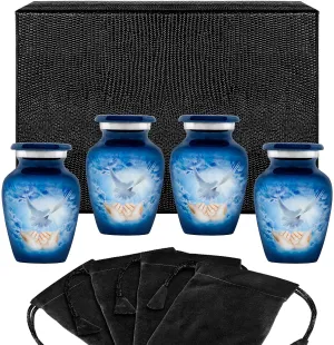 Peaceful Dove Small Keepsake Urns for Human Ashes - Set of 4