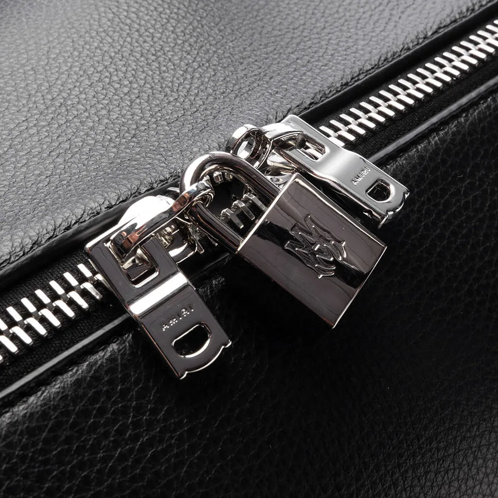 Pebbled Leather Weekender Bag - Black