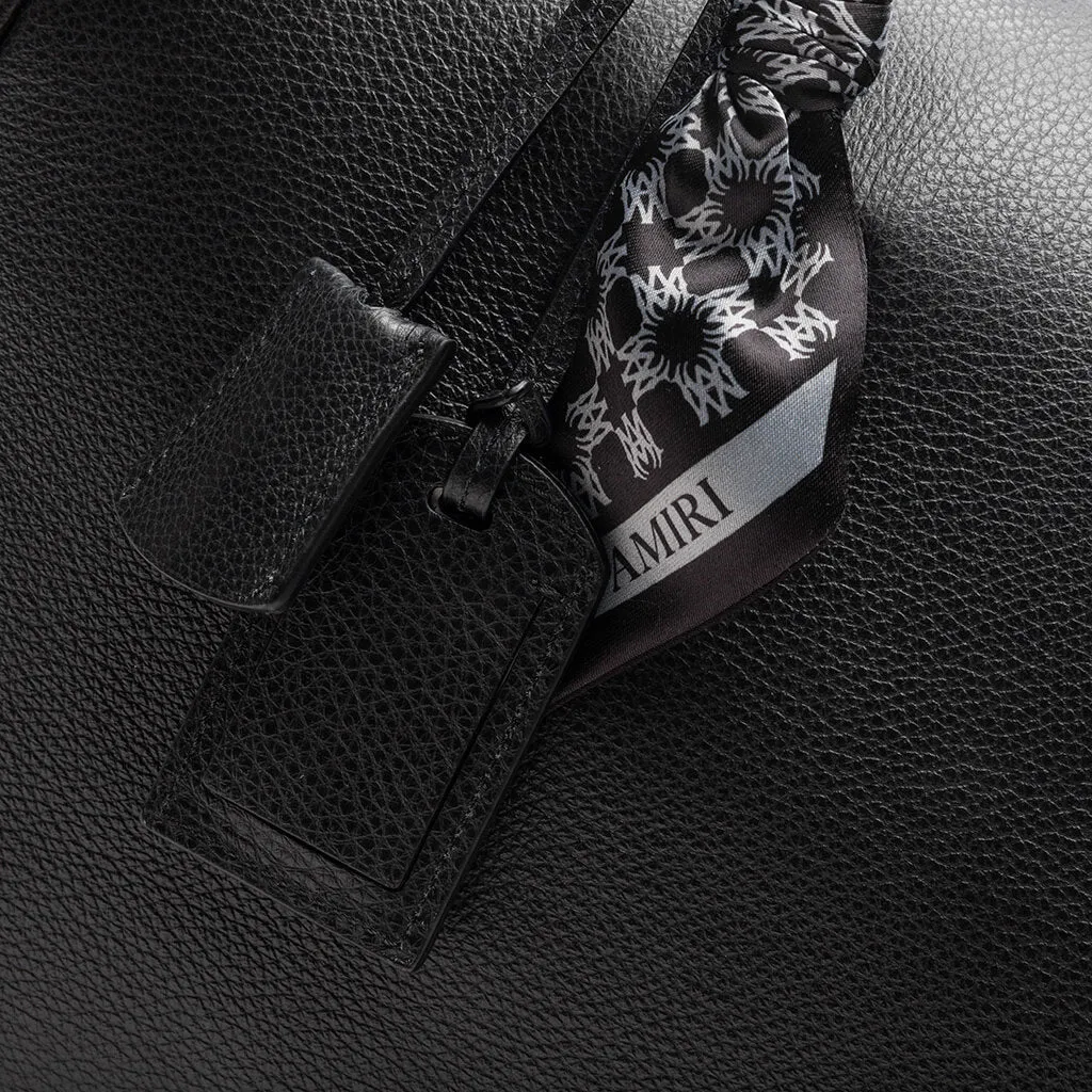 Pebbled Leather Weekender Bag - Black