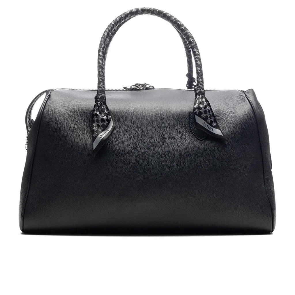 Pebbled Leather Weekender Bag - Black