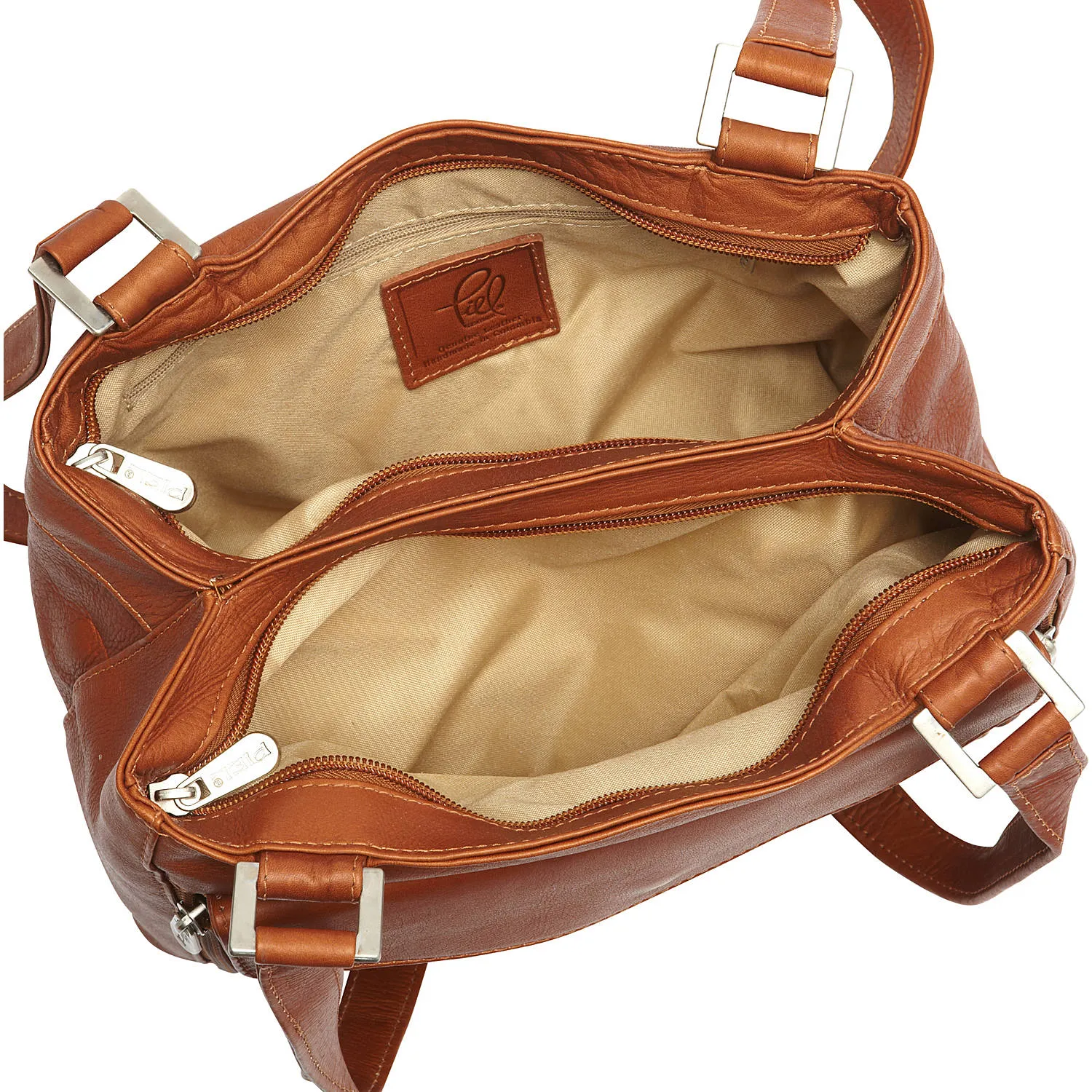 Piel Leather Double Compartment Shoulder Bag