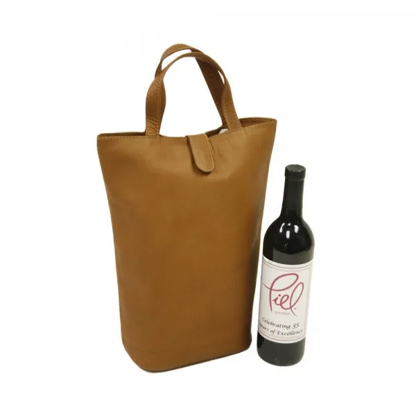 Piel Leather Double Wine Tote Assorted Colors