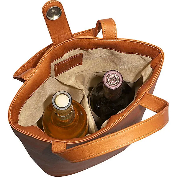 Piel Leather Double Wine Tote Assorted Colors