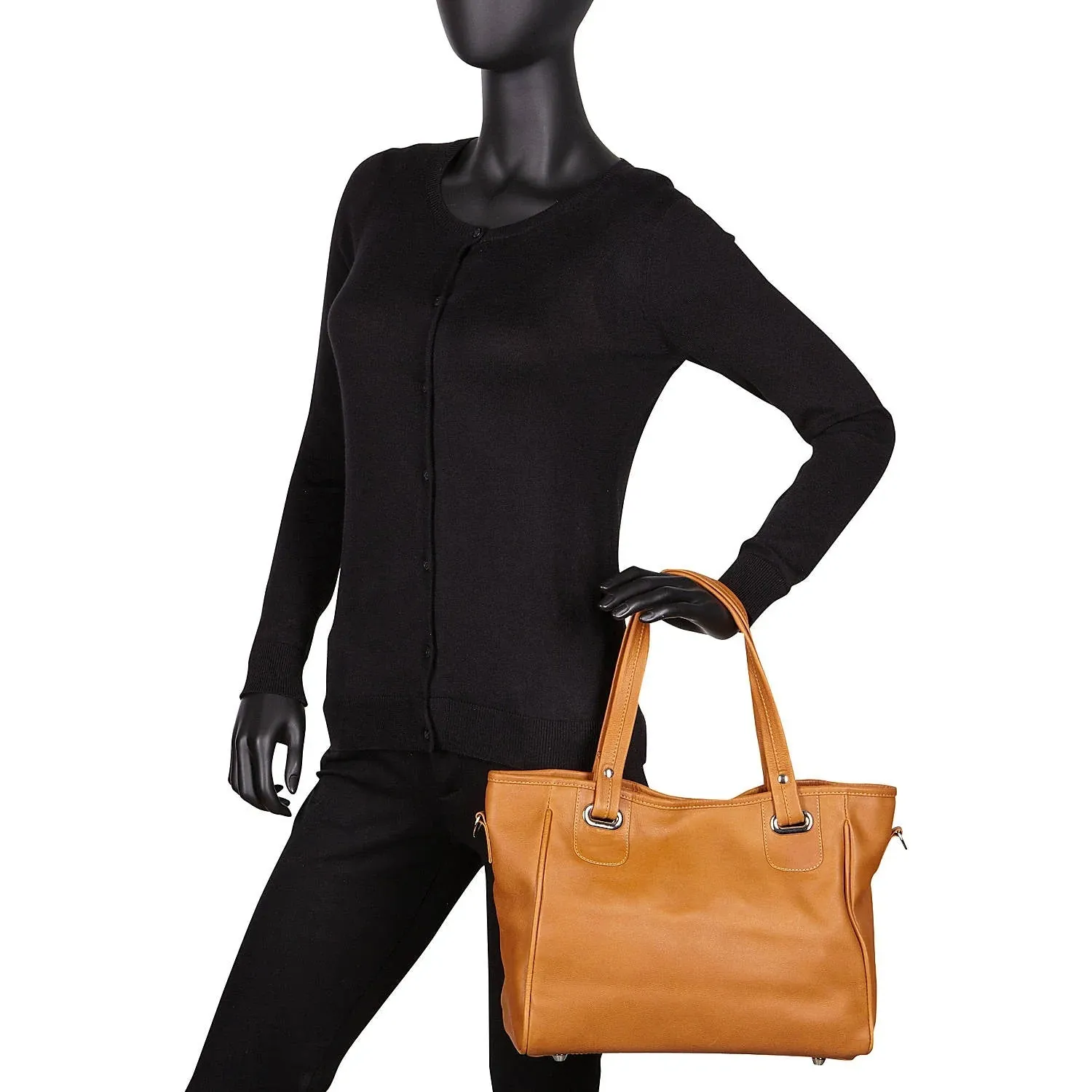 Piel Leather Open Tote/ Cross Body Bag