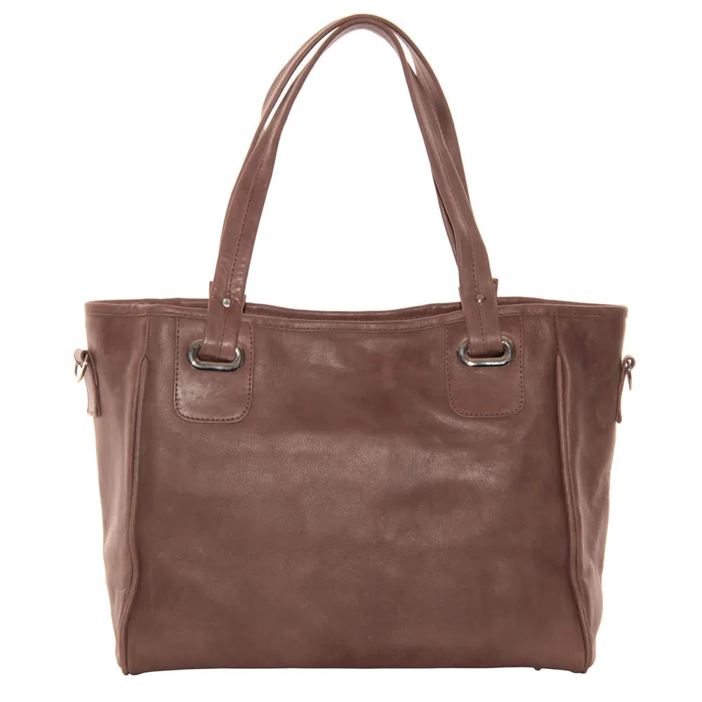 Piel Leather Open Tote/ Cross Body Bag