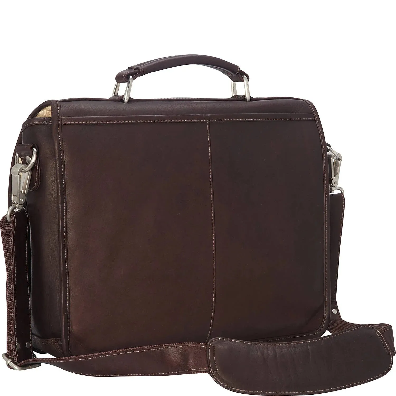 Piel Small Flap Over Laptop Leather Tablet Briefcase