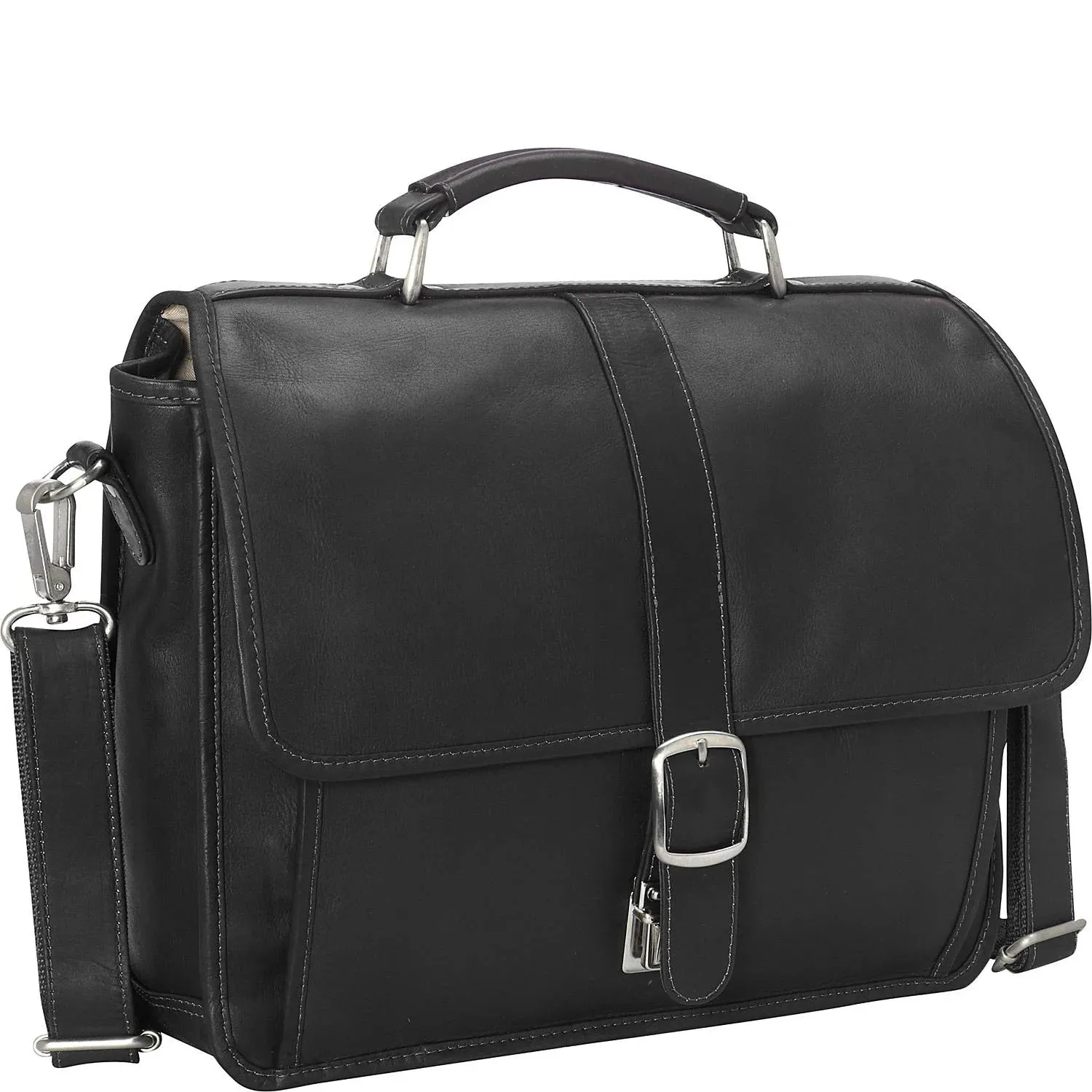 Piel Small Flap Over Laptop Leather Tablet Briefcase