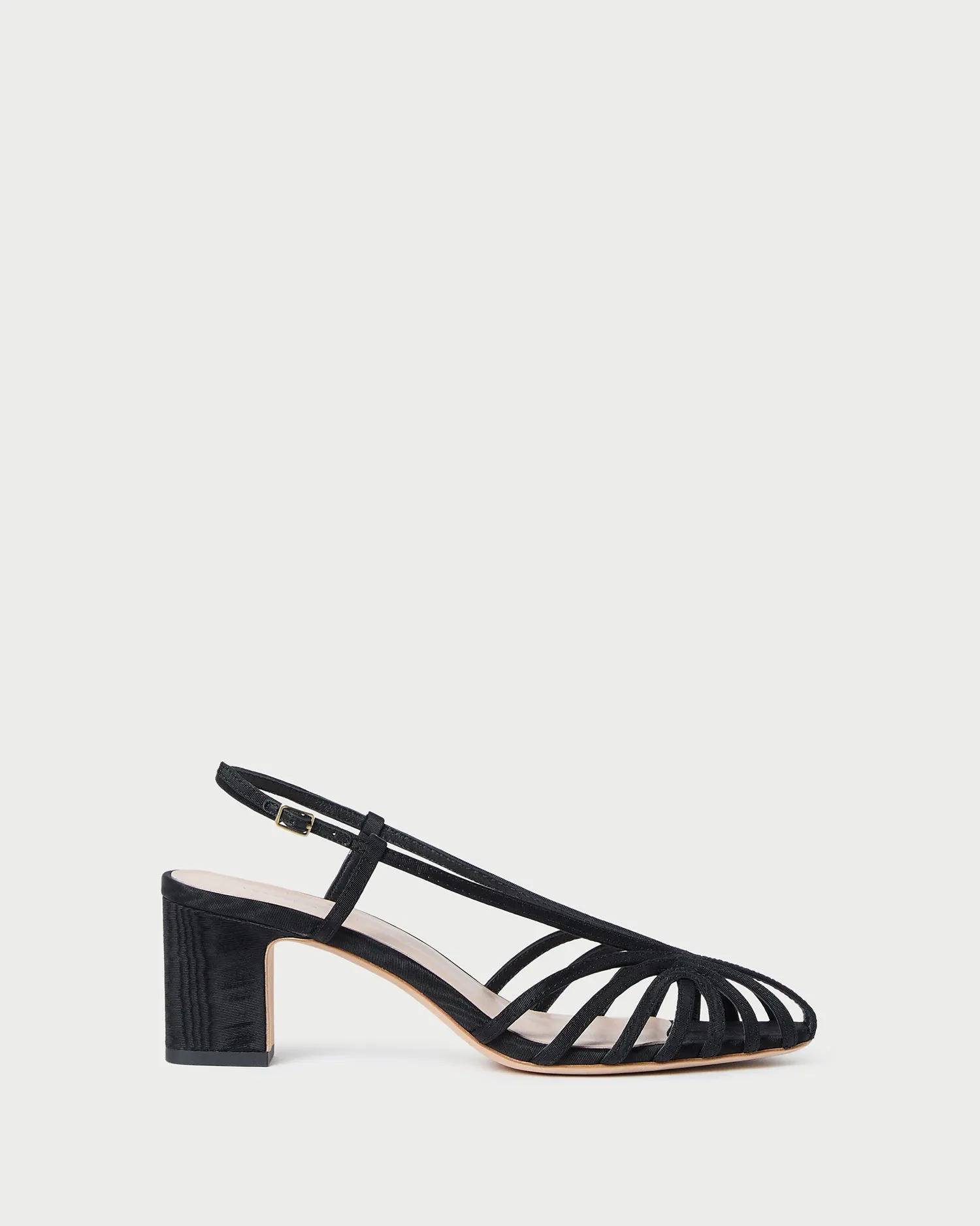 Priscilla Black Moiré Heeled Sandal