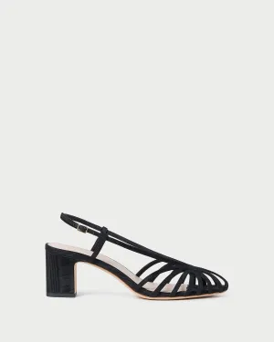 Priscilla Black Moiré Heeled Sandal
