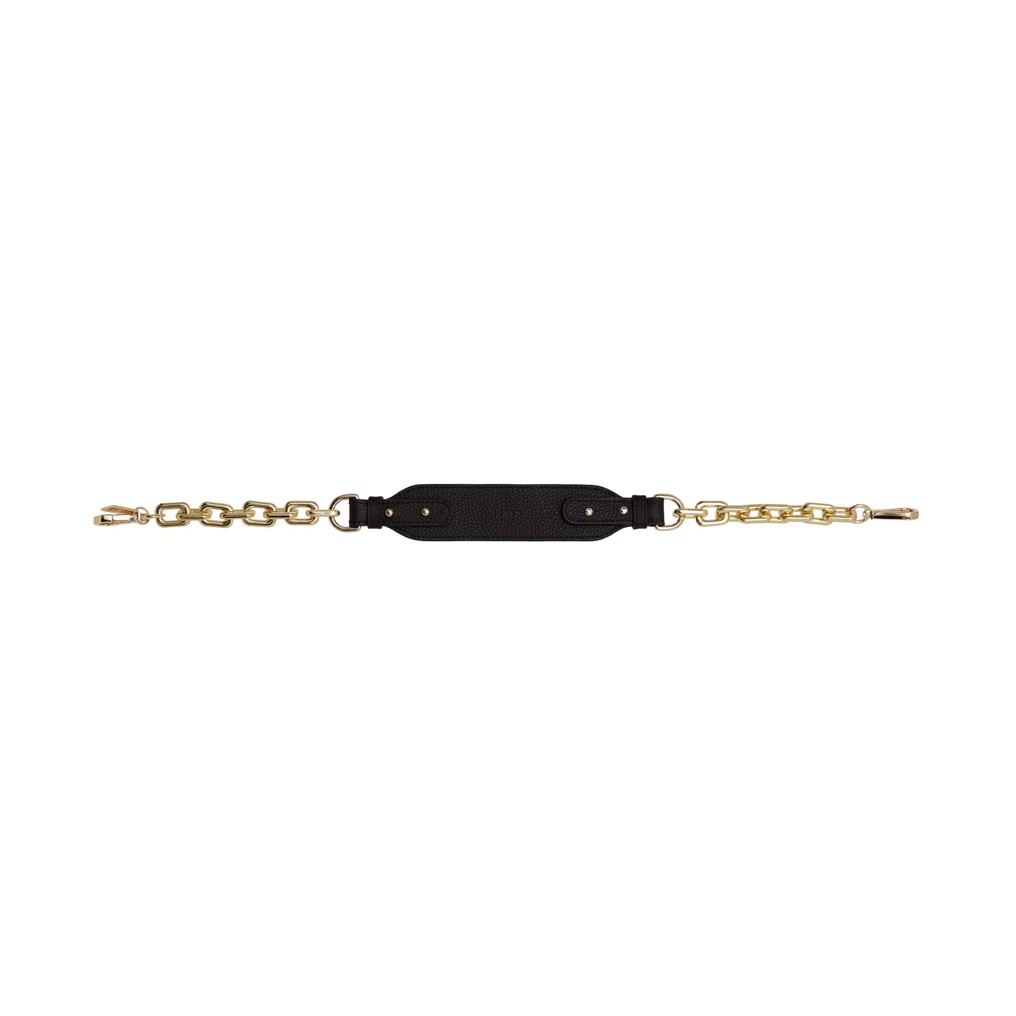 Saben Feature Shoulder Strap Gold Chunky   Black Leather