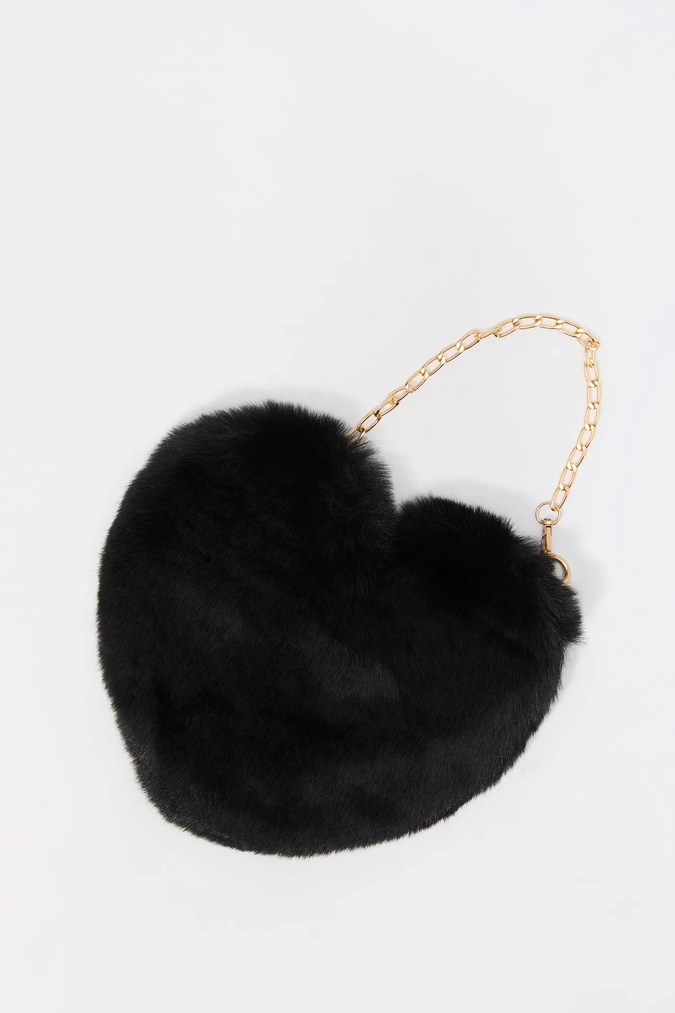 Sac à bandoulière en similifourrure en forme de coeur pour filles