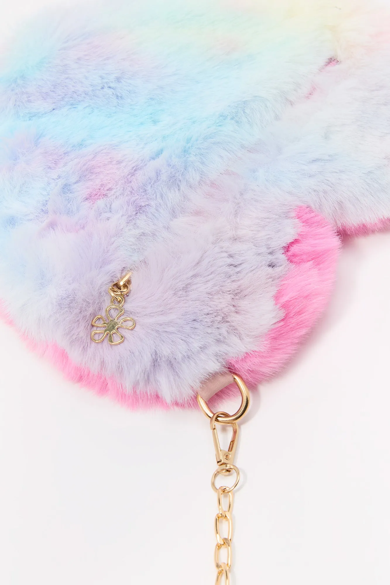 Sac à bandoulière en similifourrure en forme de coeur pour filles
