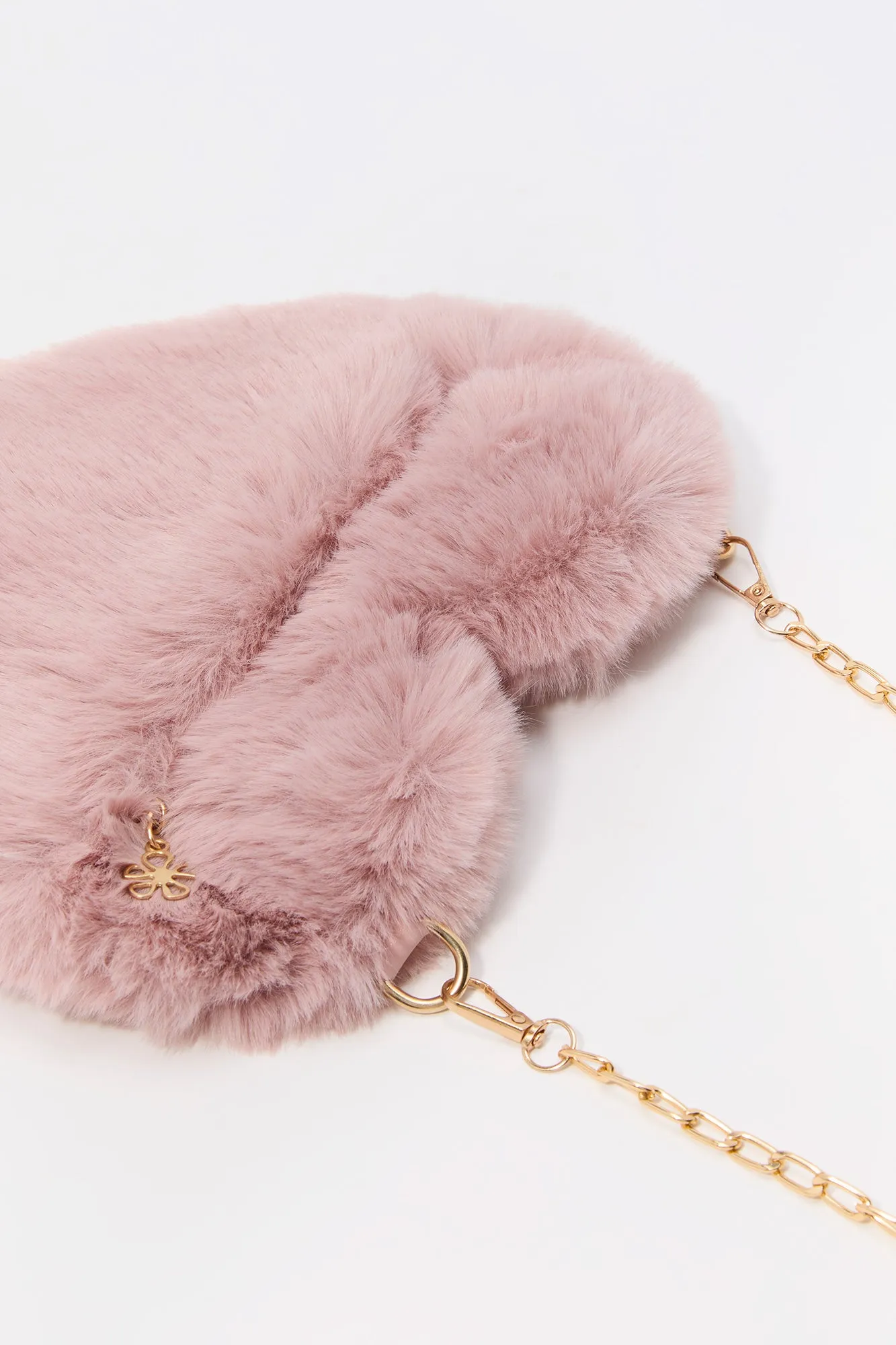 Sac à bandoulière en similifourrure en forme de coeur pour filles