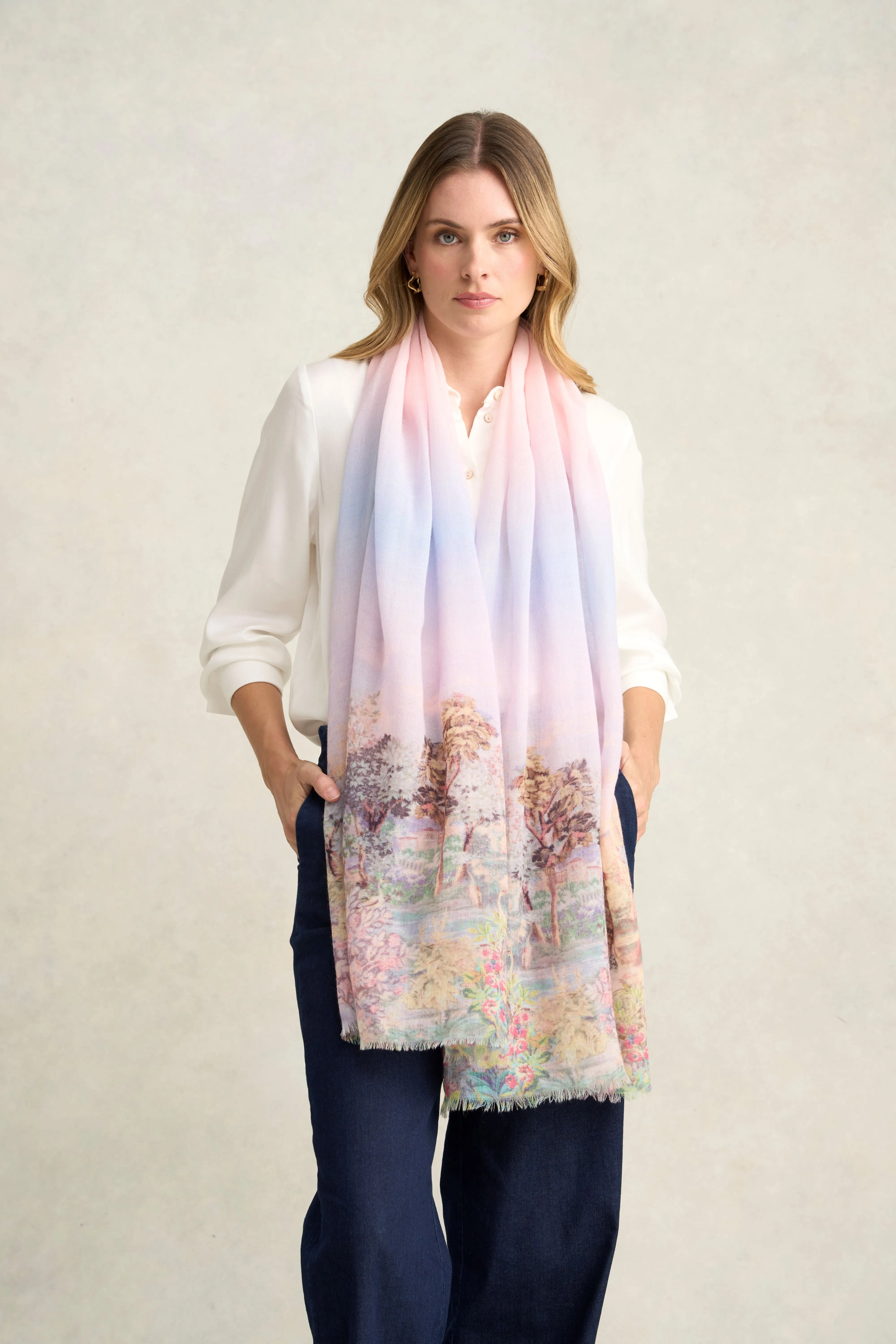 Scenic Sunrise Print Scarf - Multi