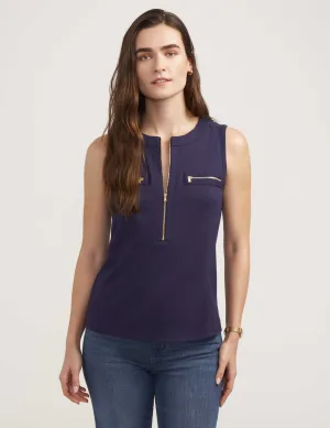 Serenity Knit Sleeveless Zip Up- Sale