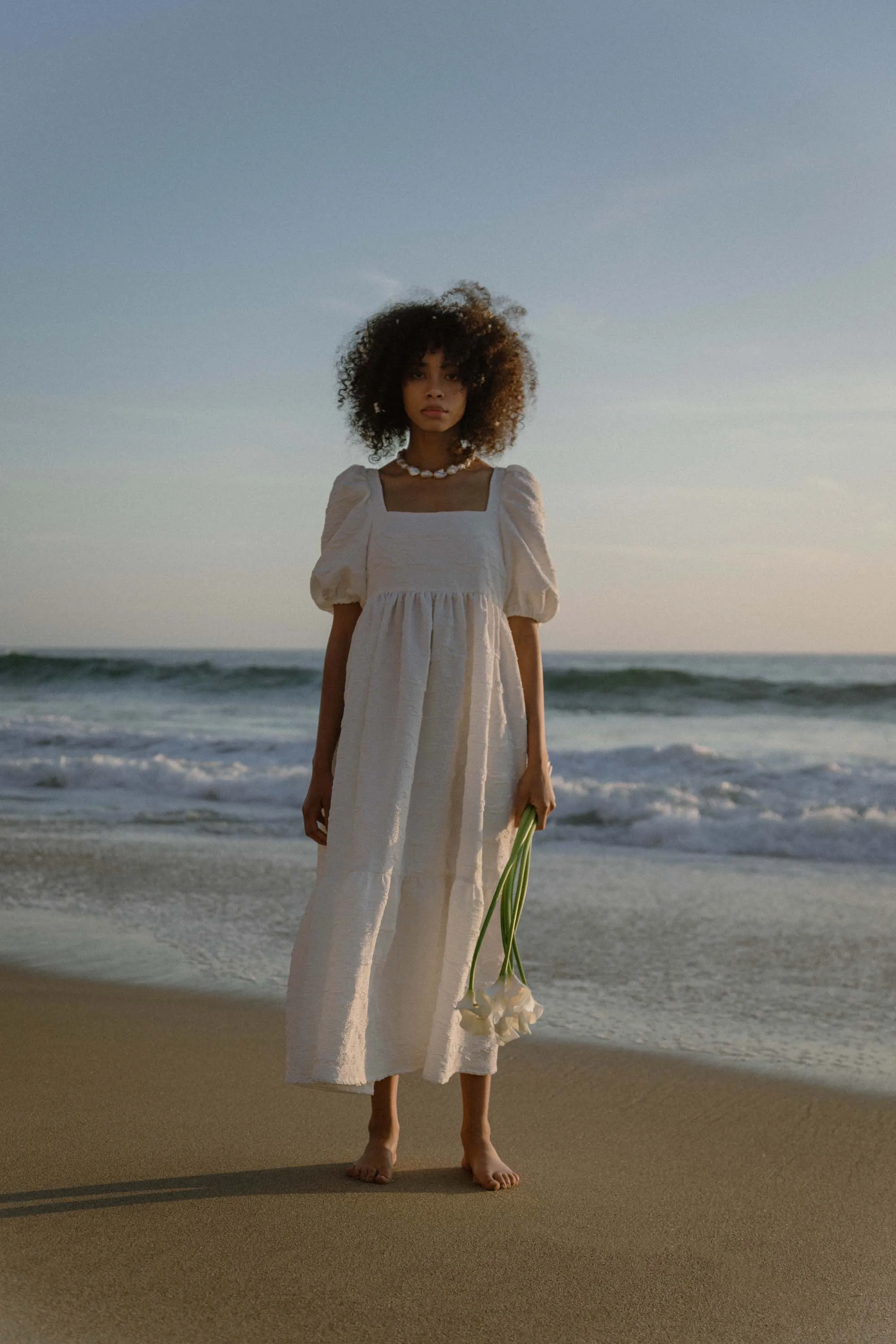 Serenity Puff Dress in Crinkle Crepe