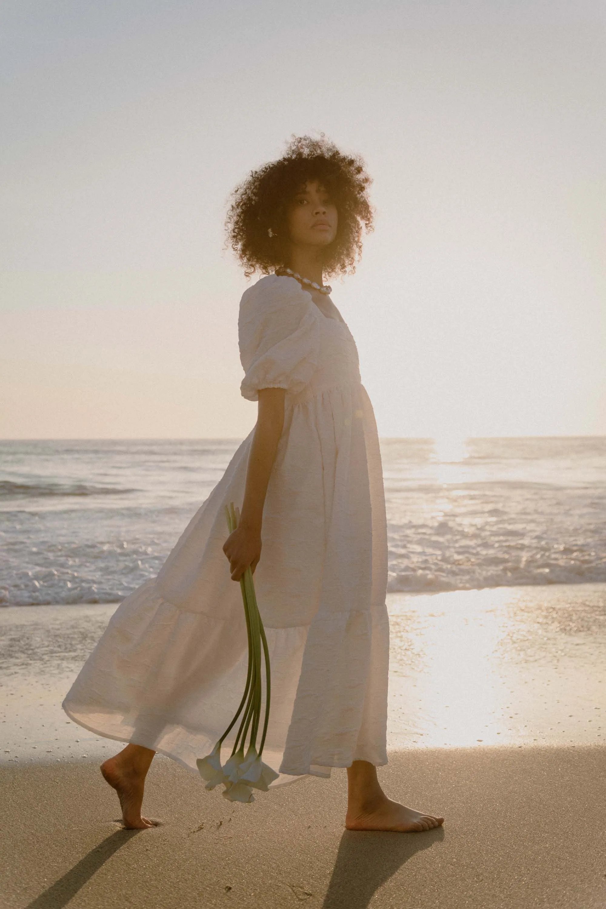Serenity Puff Dress in Crinkle Crepe