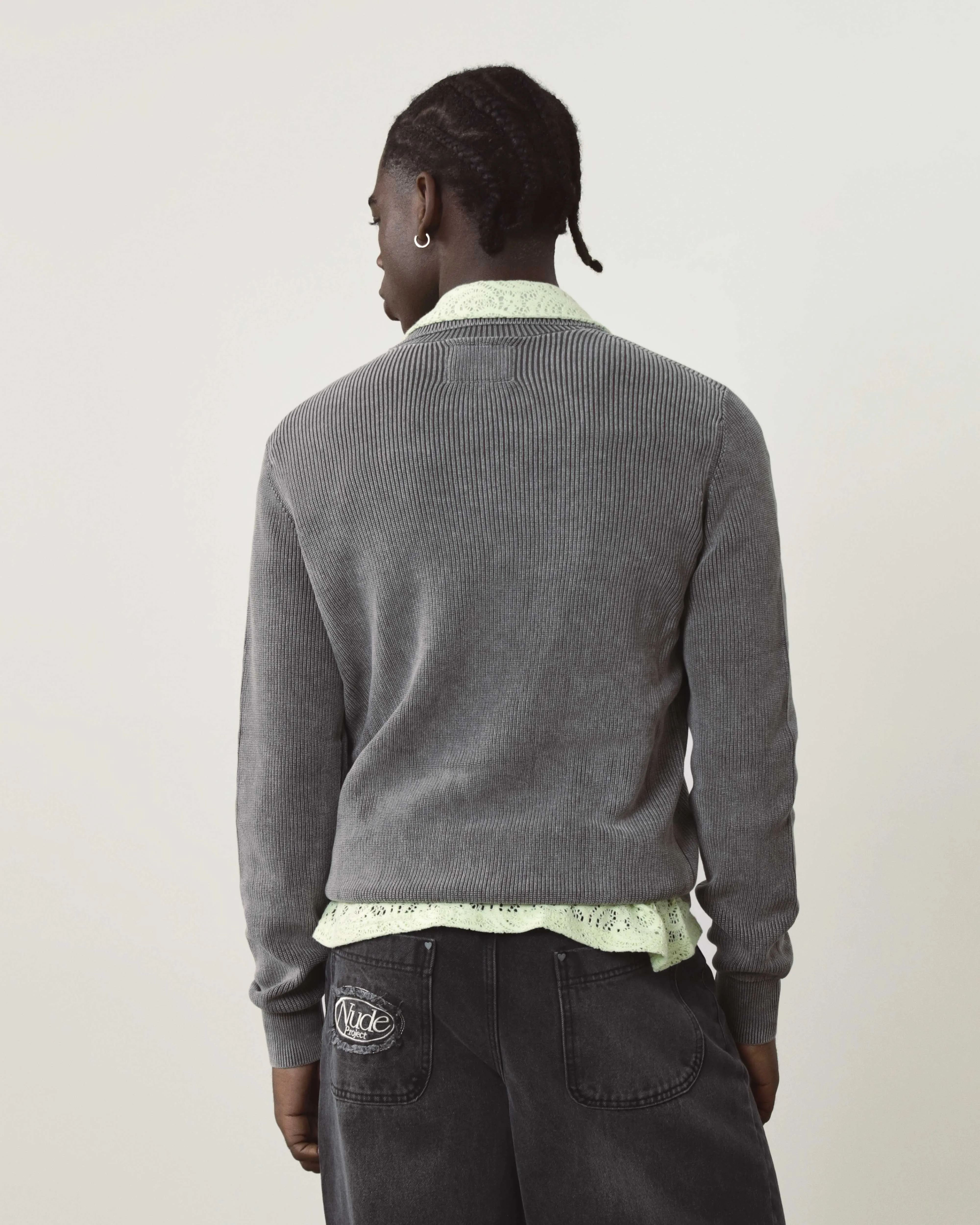 Shady Zip-Up Knit Cardigan Ash