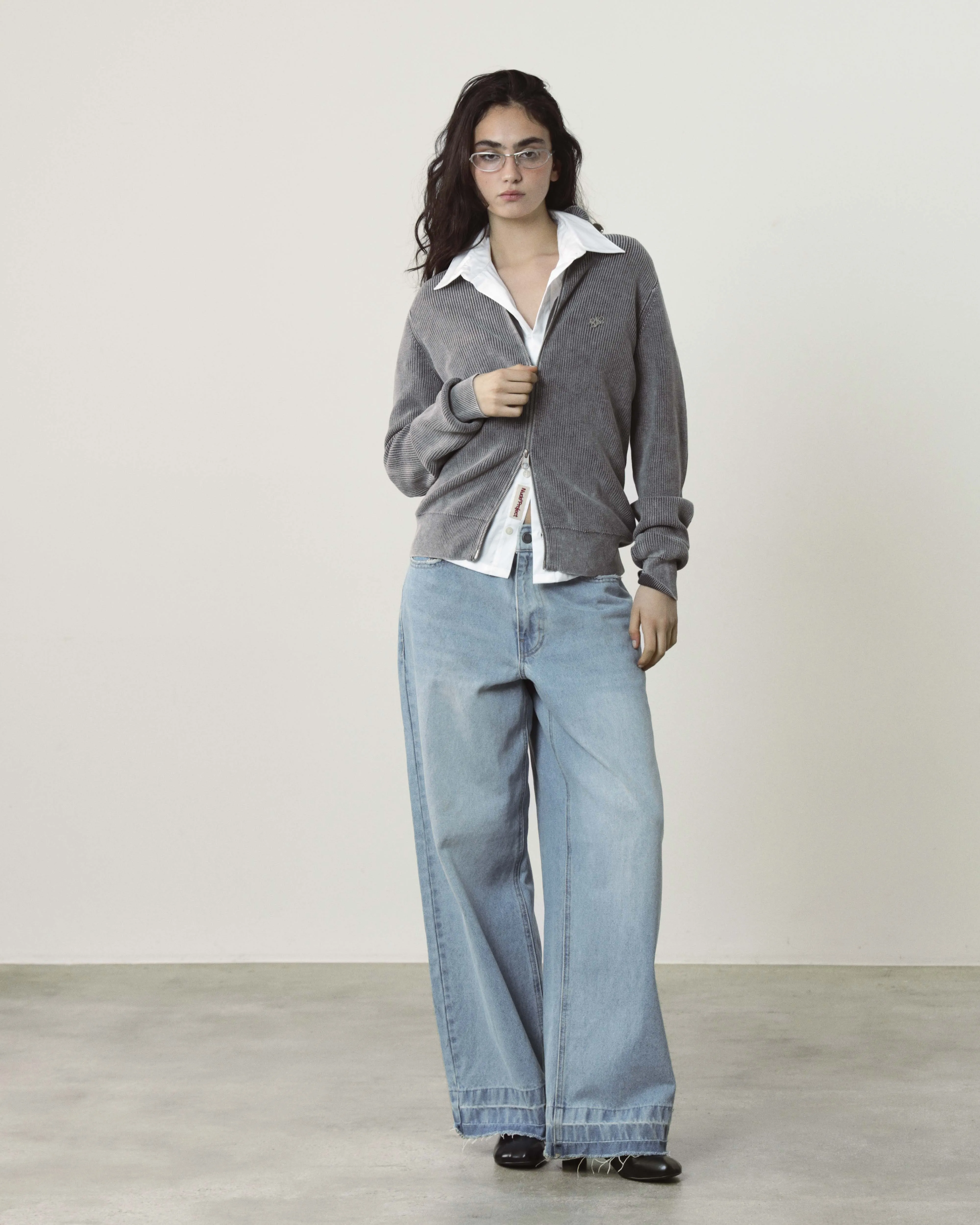 Shady Zip-Up Knit Cardigan Ash