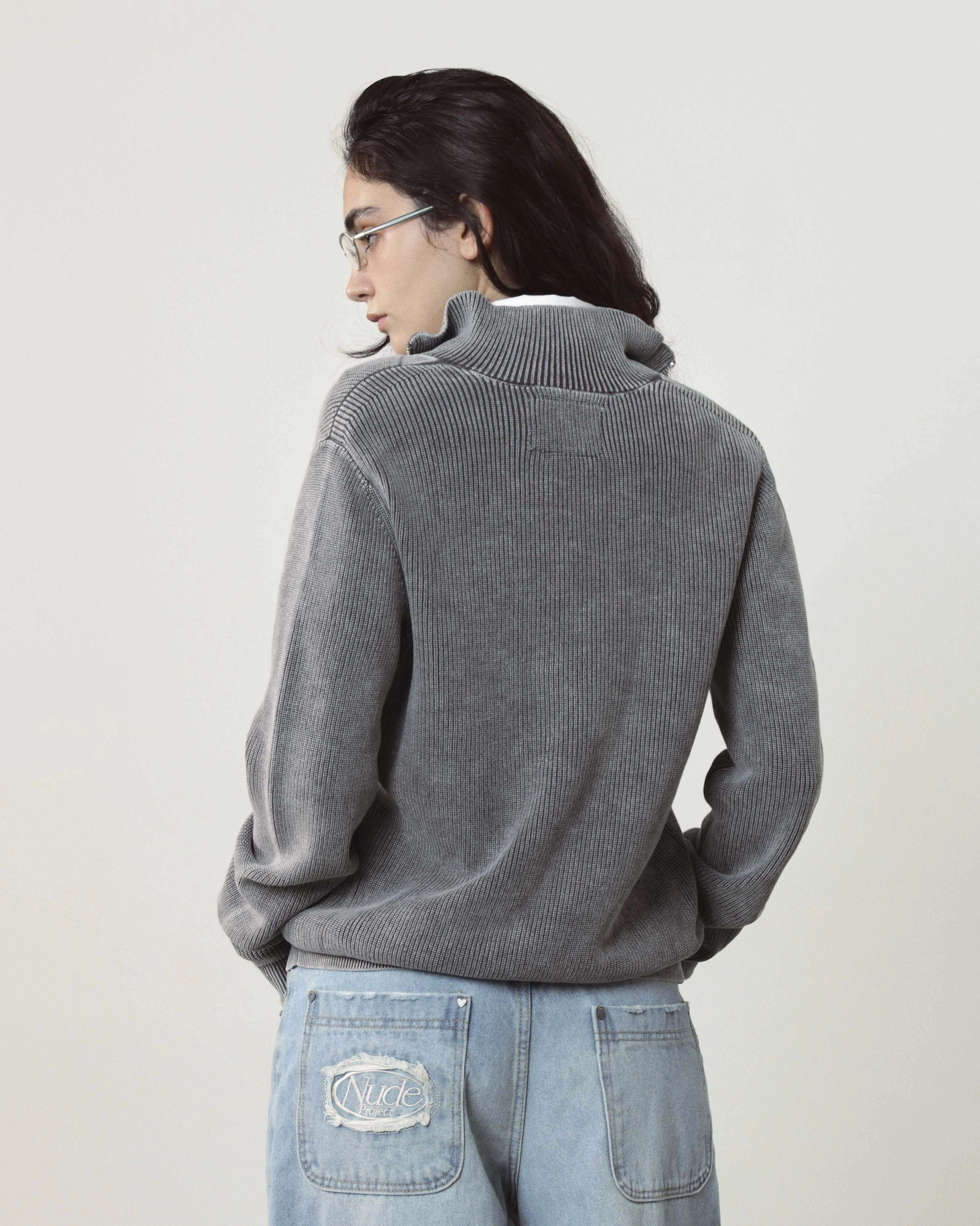 Shady Zip-Up Knit Cardigan Ash