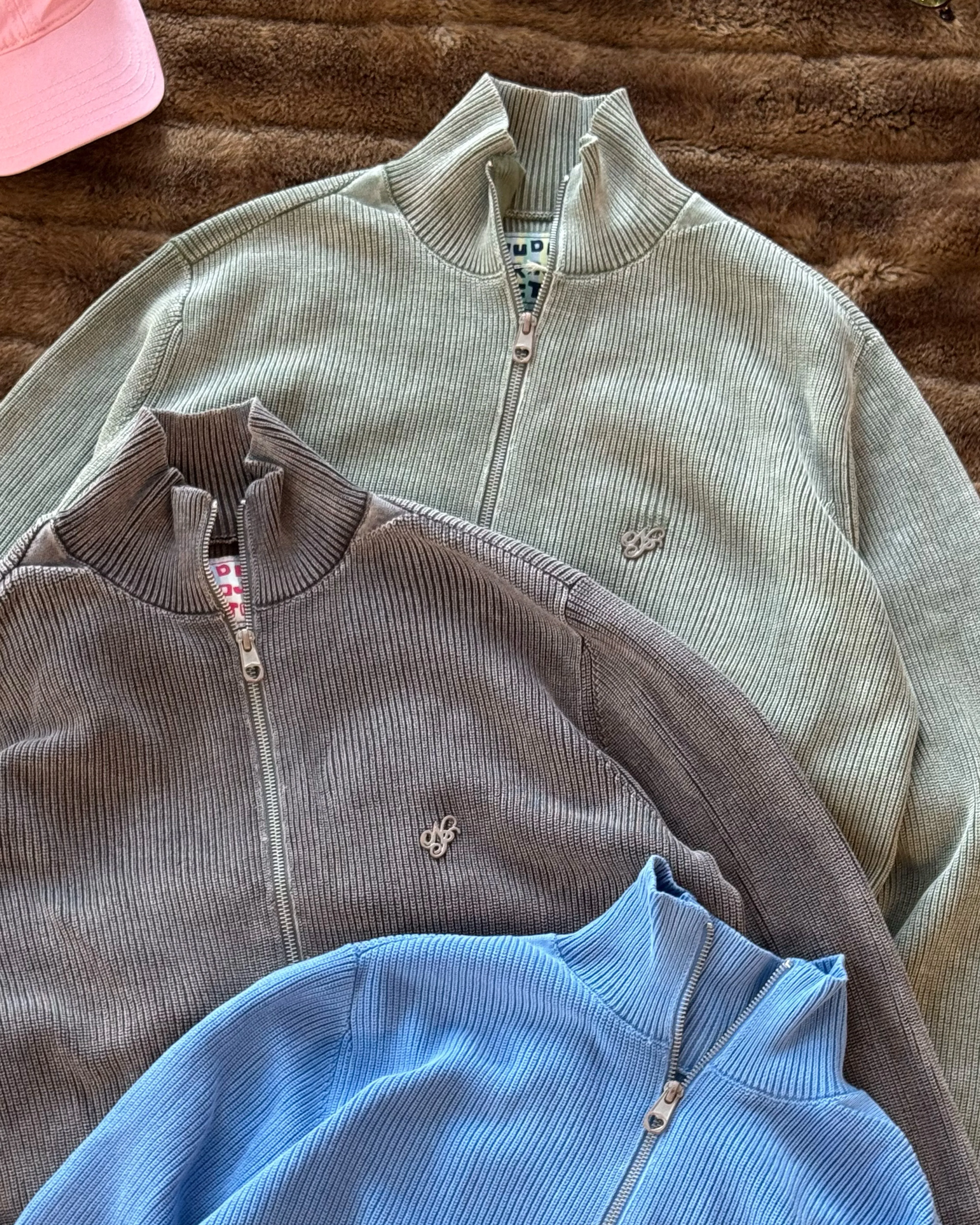 Shady Zip-Up Knit Cardigan Green