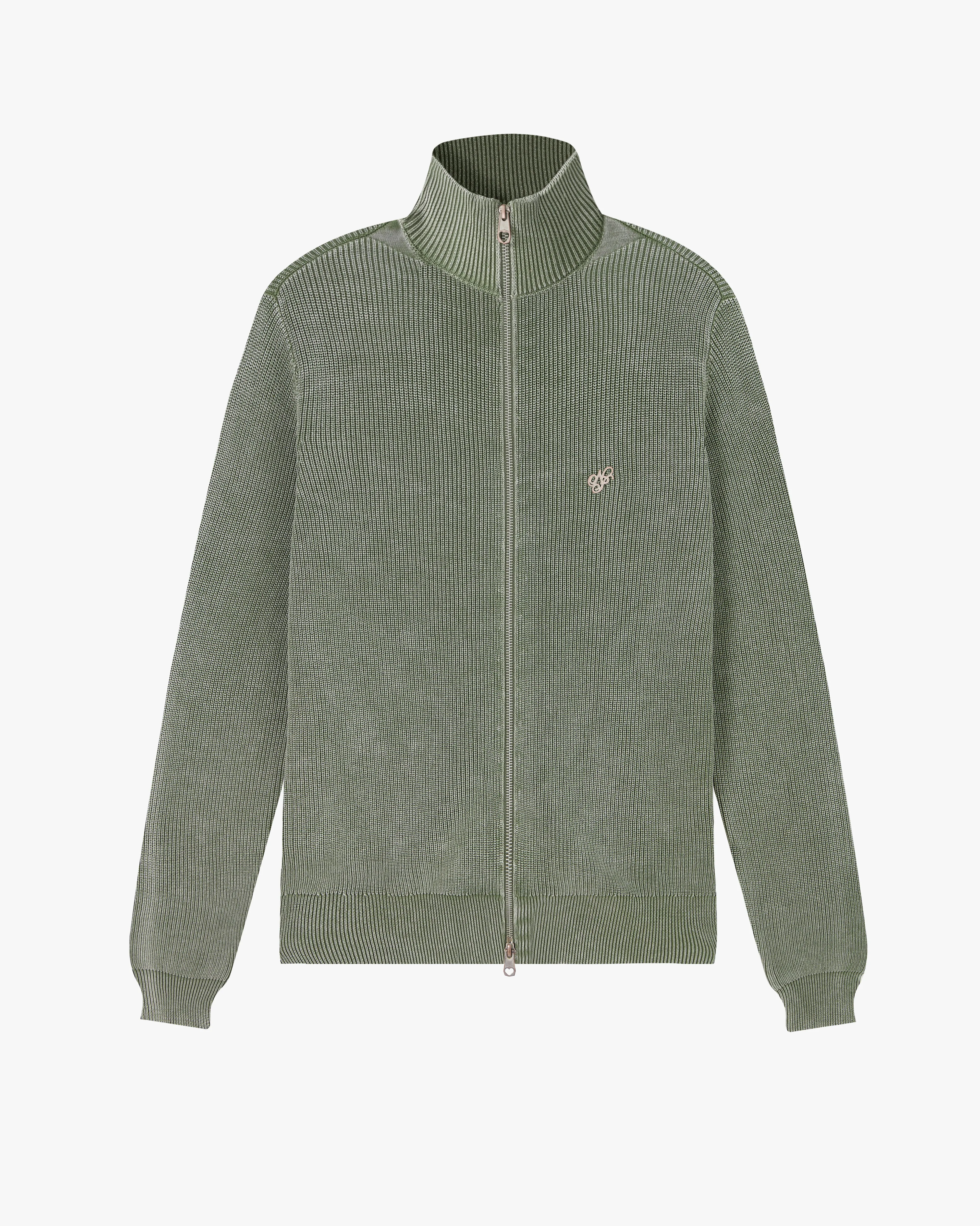 Shady Zip-Up Knit Cardigan Green
