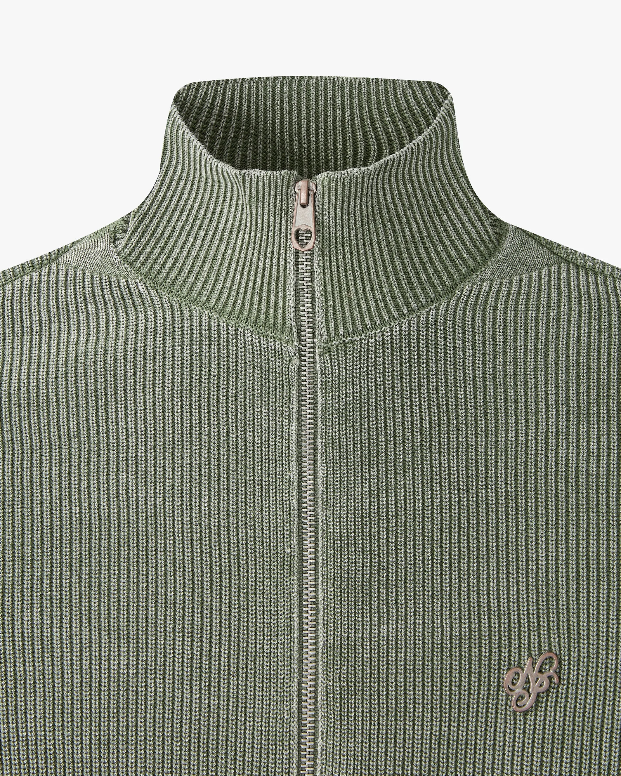 Shady Zip-Up Knit Cardigan Green