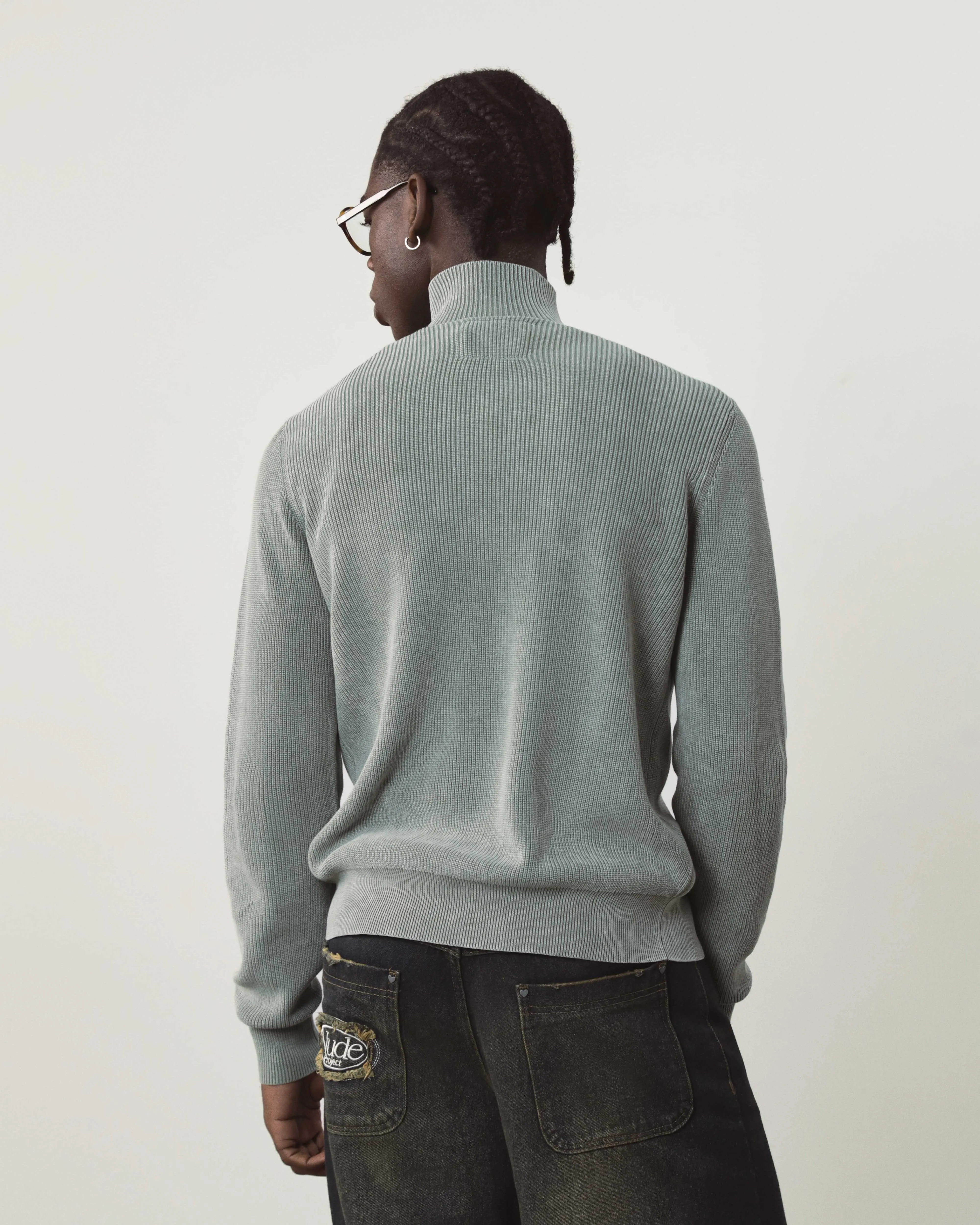 Shady Zip-Up Knit Cardigan Green