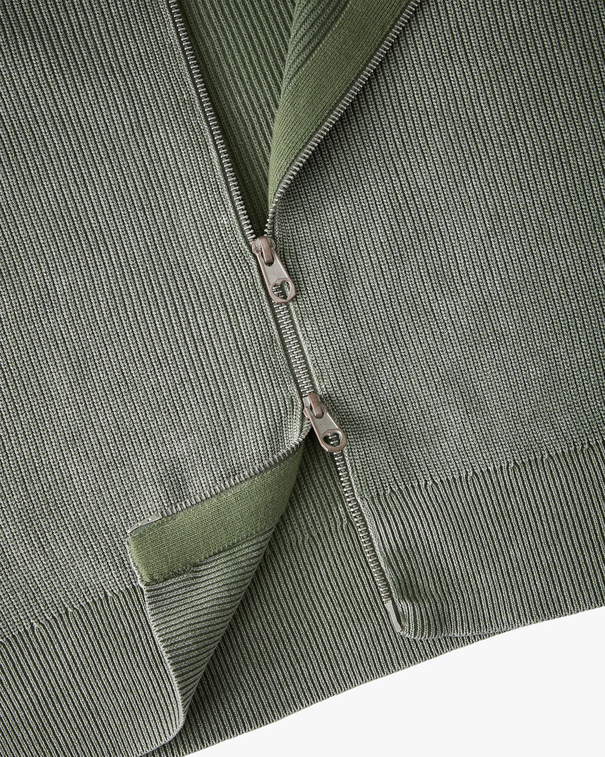 Shady Zip-Up Knit Cardigan Green