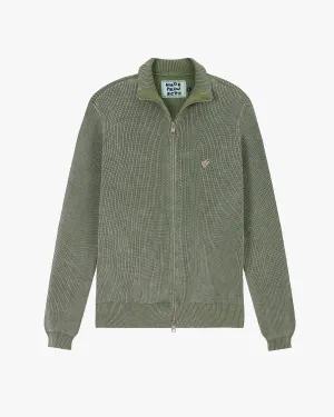 Shady Zip-Up Knit Cardigan Green