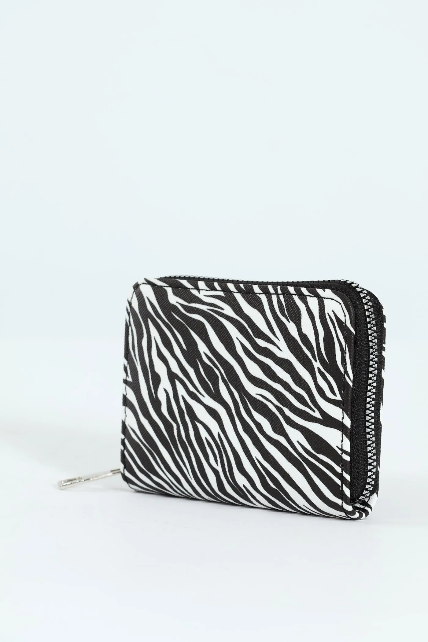 Small Zip Around Purse - Black/White