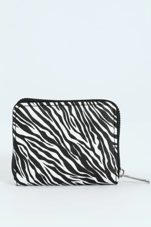 Small Zip Around Purse - Black/White