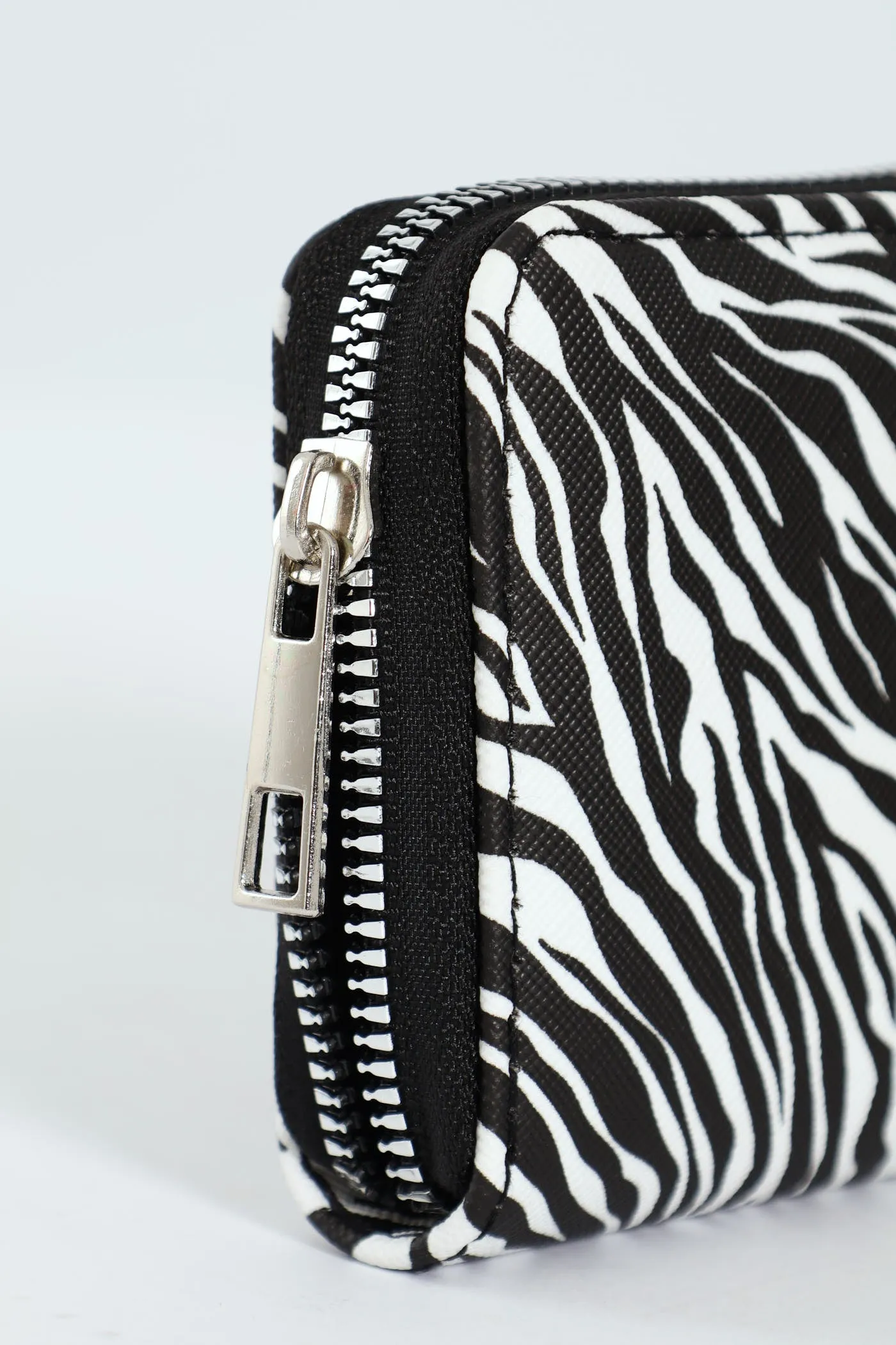 Small Zip Around Purse - Black/White