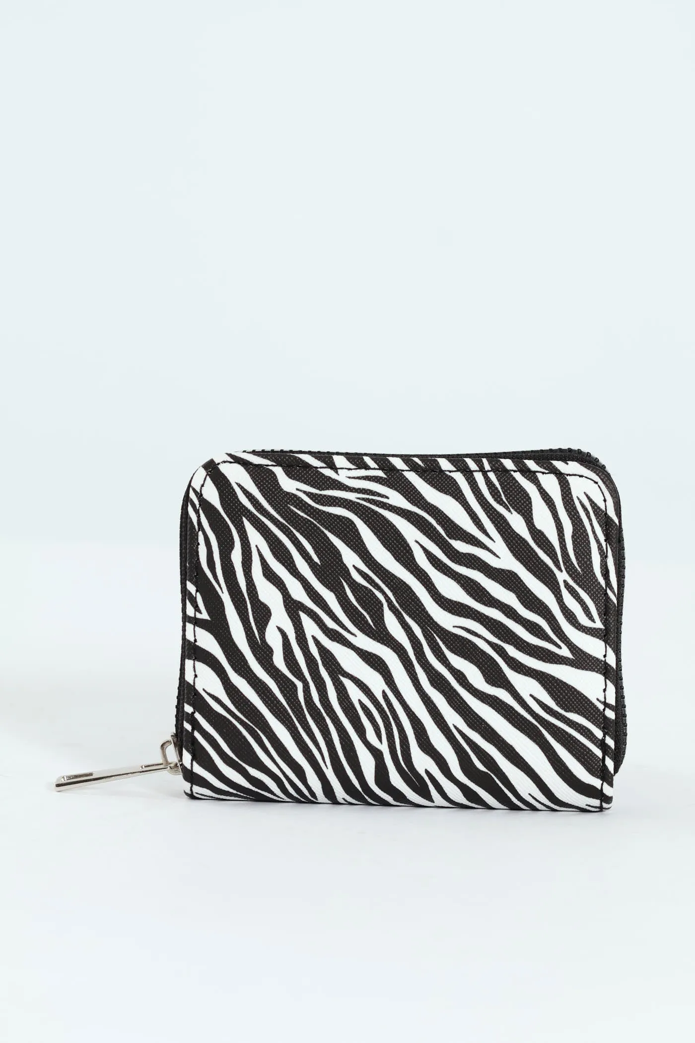 Small Zip Around Purse - Black/White